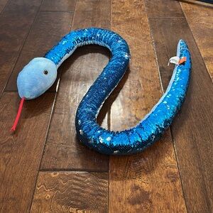 Blue Flip Sequin Snake Plush Toy